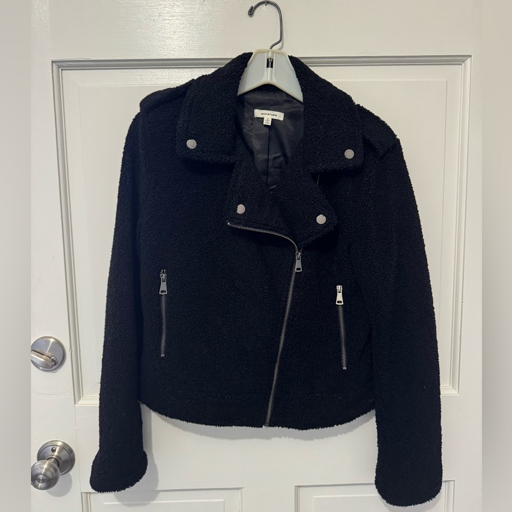 Max Studio fleece moto jacket
